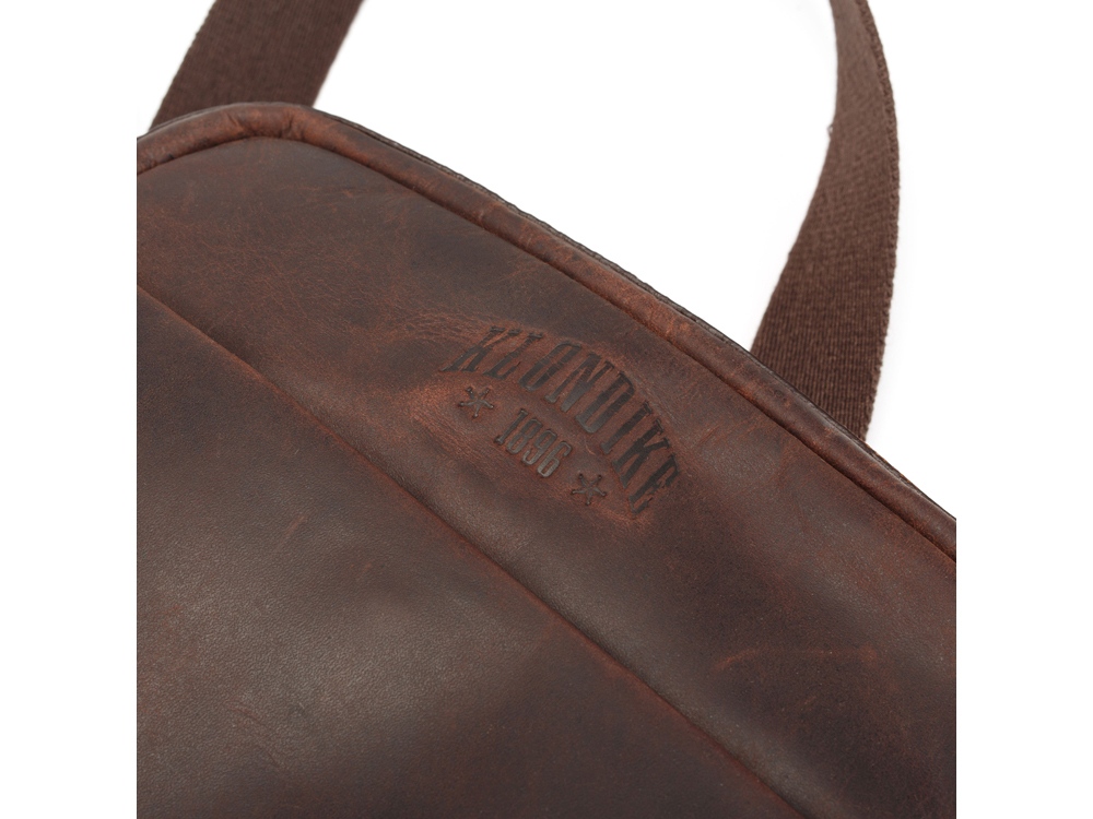Сумка через плечо KLONDIKE DIGGER Jake, натуральная кожа в темно-коричневом цвете, 26 x 22 x 7 см