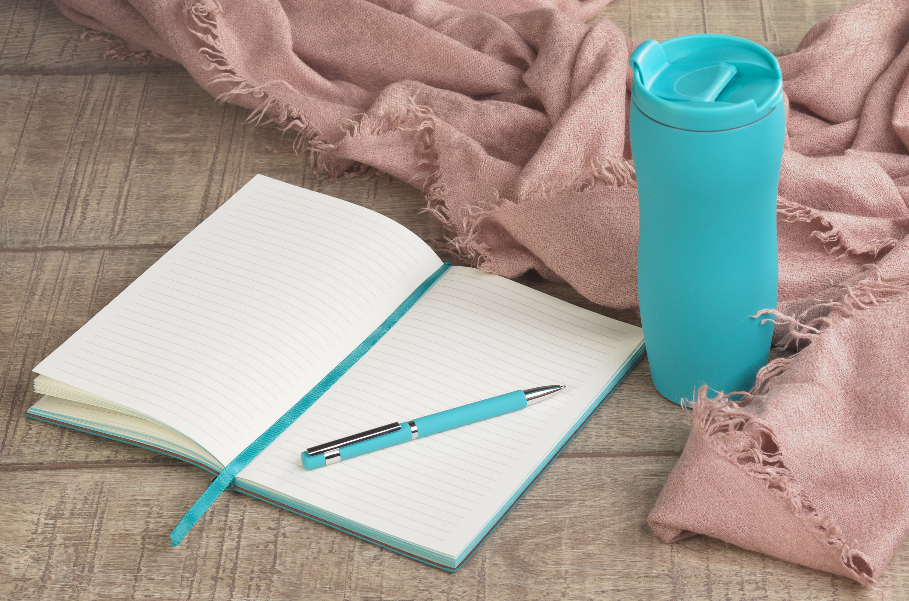 Термостакан "Монтана" 400 мл, покрытие soft touch, бирюзовый