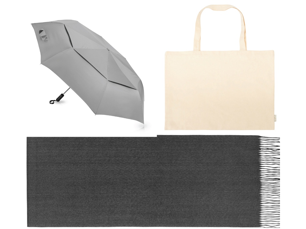 Подарочный набор с зонтом и палантином в шопере с логотипом  | Print Logo