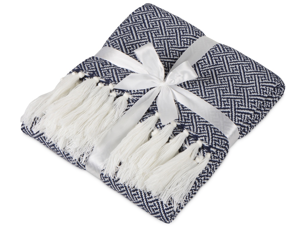 Плед акриловый с белой бахромой Tassel с логотипом  | Print Logo