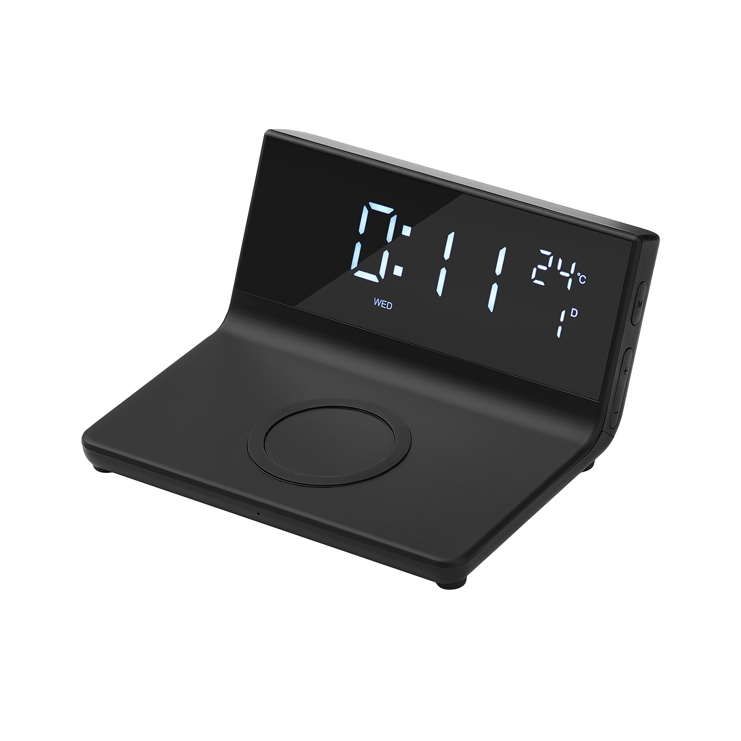 Зарядная станция с часами 15W Зенит (Zenith) с логотипом Portobello Настольные часы | Print Logo