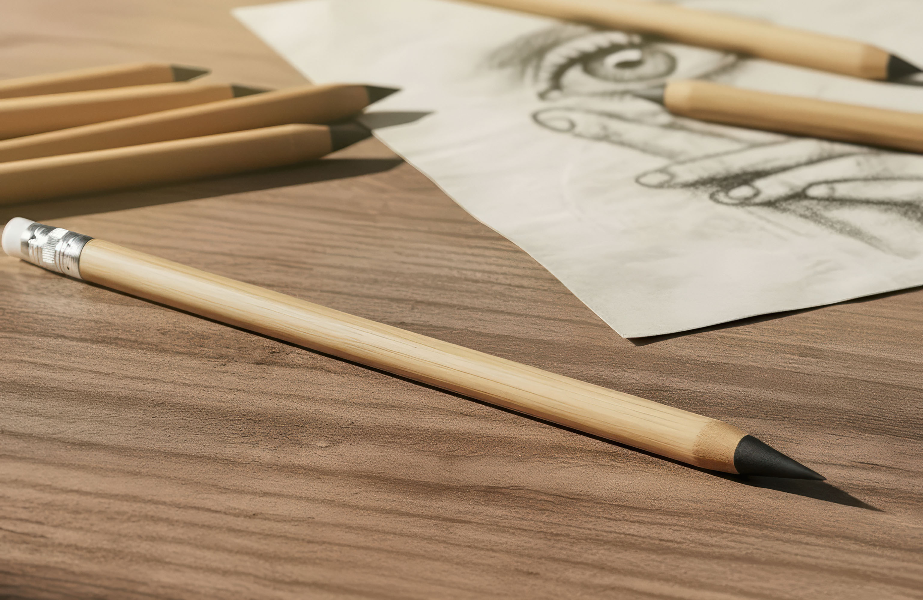 Вечный карандаш "Groot" с ластиком, бамбук, бежевый