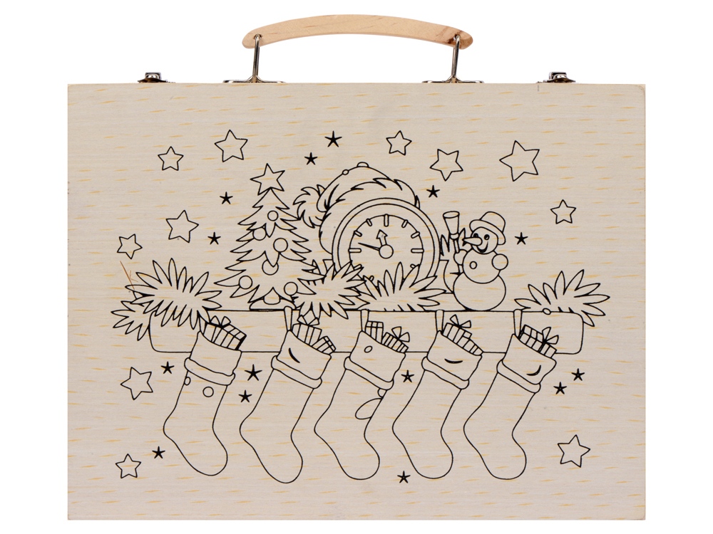 Набор для рисования из 67 предметов в чемодане с рождественским рисунком