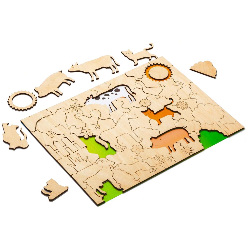 Развивающий эко-пазл Wood Games с логотипом Wood Machine | Print Logo