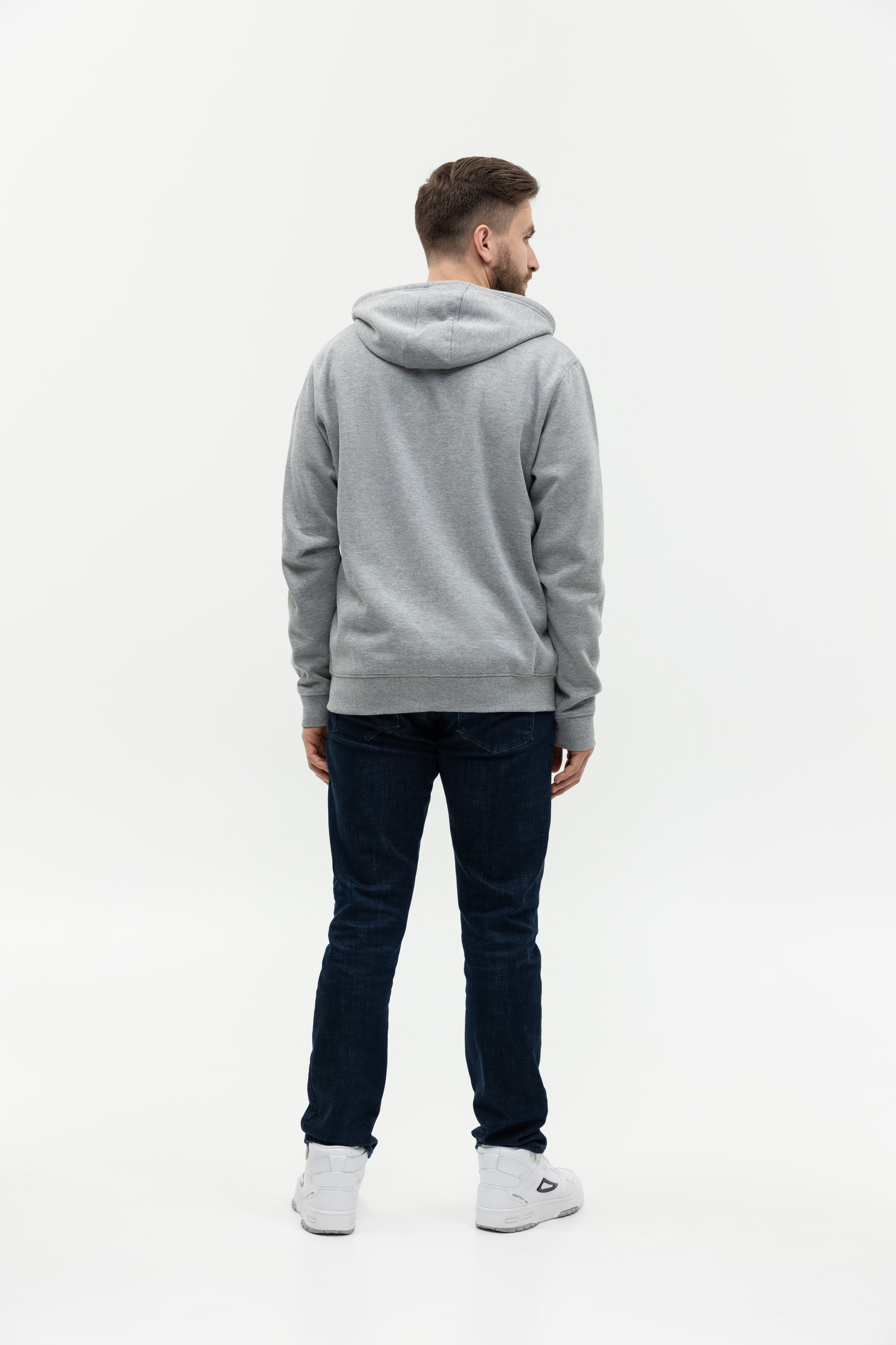 Толстовка мужская STAN с капюшоном на молнии футер с начёсом 280, 17, Серый меланж,  (50/60)  (52/XL)