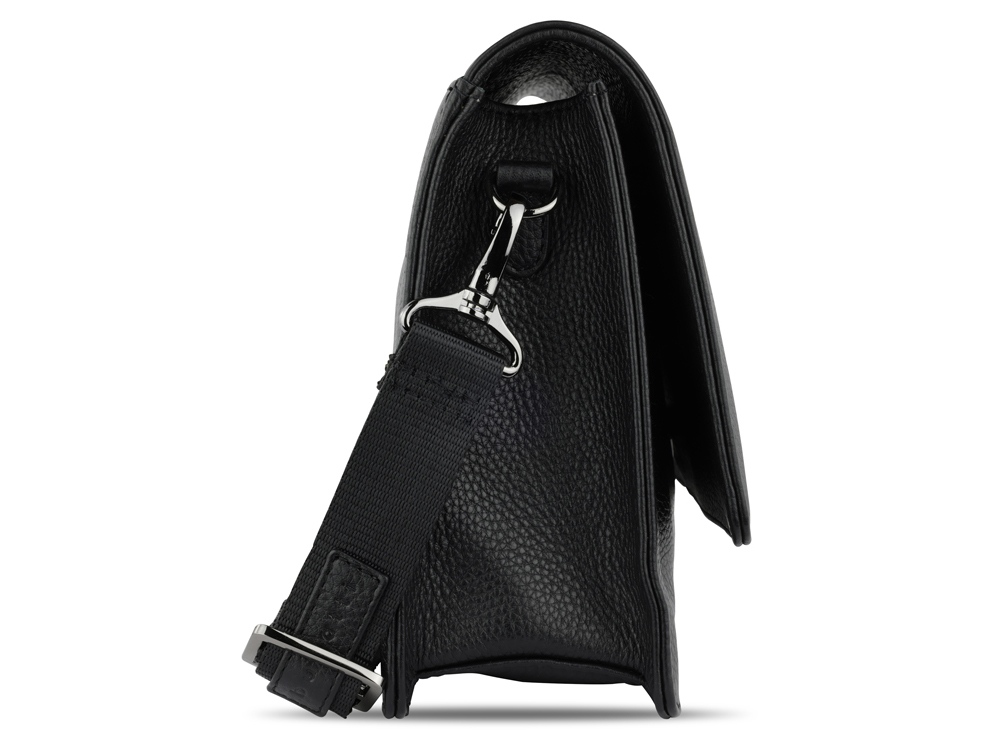 Сумка через плечо женская BUGATTI ЭЛЬЗА | ELSA, чёрная, воловья кожа/полиэстер, 25х8,5х20 см