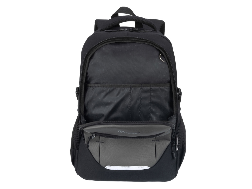 Рюкзак TORBER КЛАСС, чёрно-серый, 46 x 32 x 18 см + Мешок для сменной обуви в подарок!