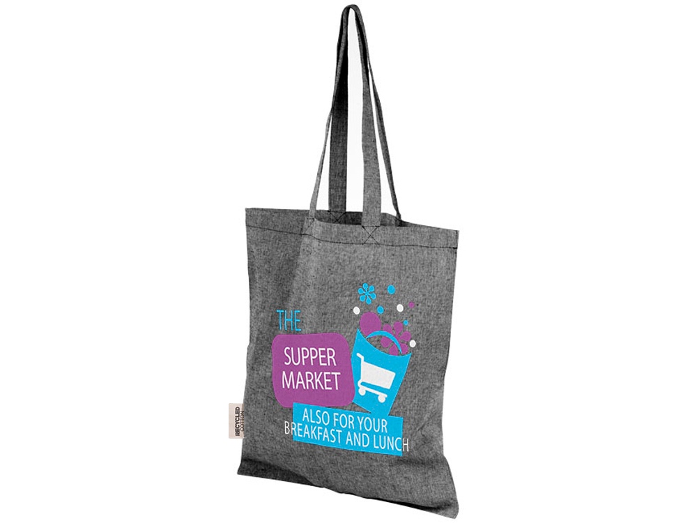 Сумка-тоут Pheebs из переработанного хлопка 150 г/м², черный меланж