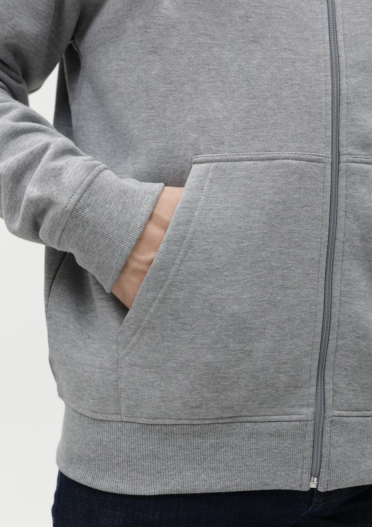 Толстовка мужская STAN с капюшоном на молнии футер с начёсом 280, 17, Серый меланж,  (50/60)  (52/XL)