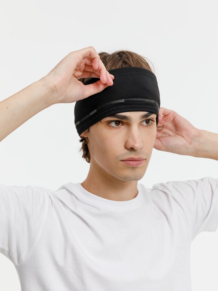 Спортивная повязка утепленная Jogge — пример нанесения логотипа (Stride) | Print Logo