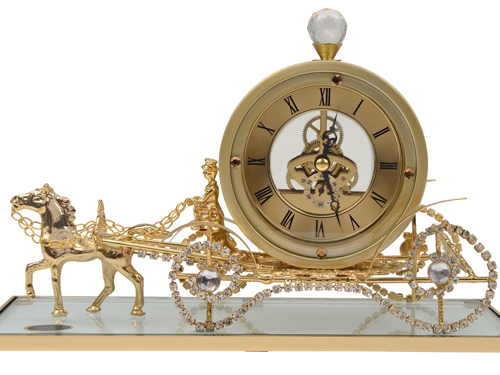 Интерьерные часы Карета прозрачный/золотистый