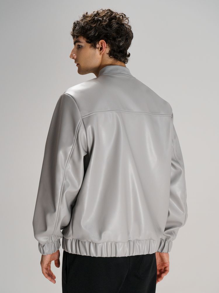 Бомбер из искусственной кожи Univer, серый, размер XL/XXL