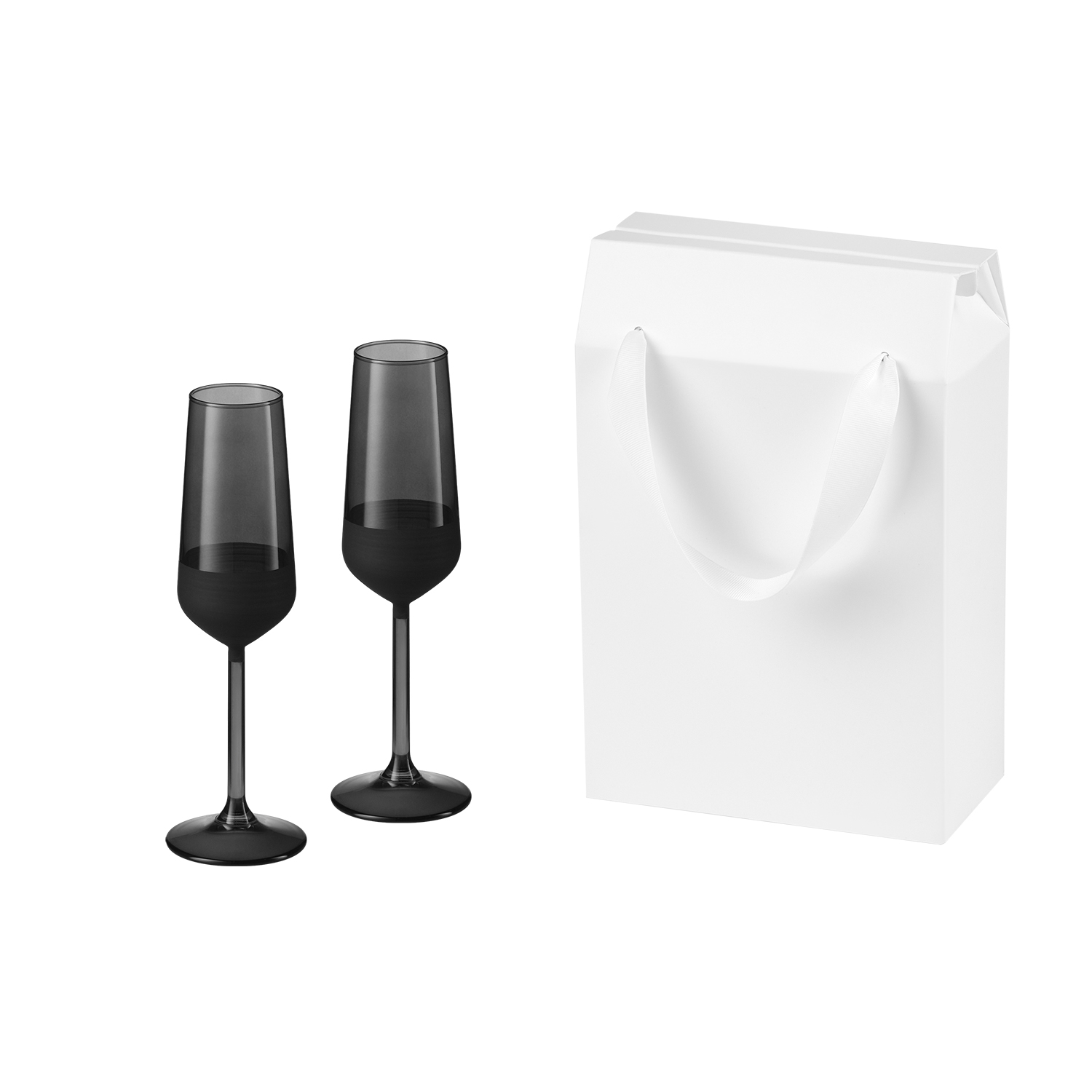 Подарочная коробка-пакет универсальная малая, белая, 186х100х277 мм — пример нанесения логотипа (Portobello подарочная упаковка) | Print Logo