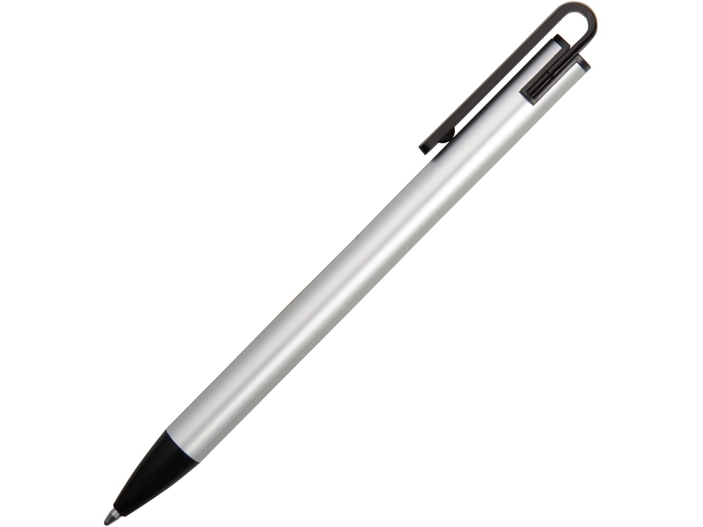 Ручка металлическая шариковая Loop, серебристый/черный