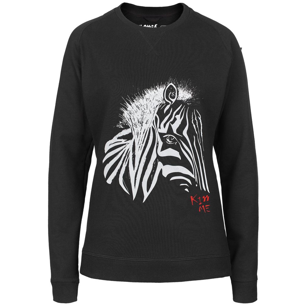 Толстовка женская «Арт-рокстар. Kiss Me» — пример нанесения логотипа (Принтэссенция) | Print Logo