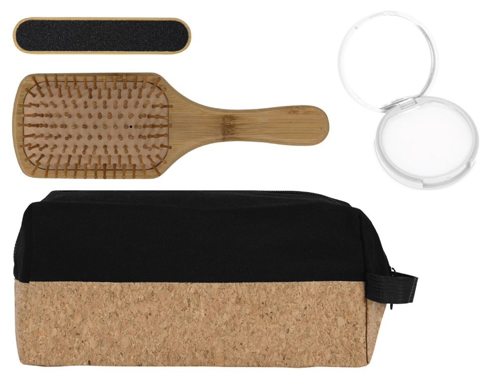 Подарочный набор с расческой, пилкой для ногтей, бальзамом для губ в косметичке с логотипом  | Print Logo