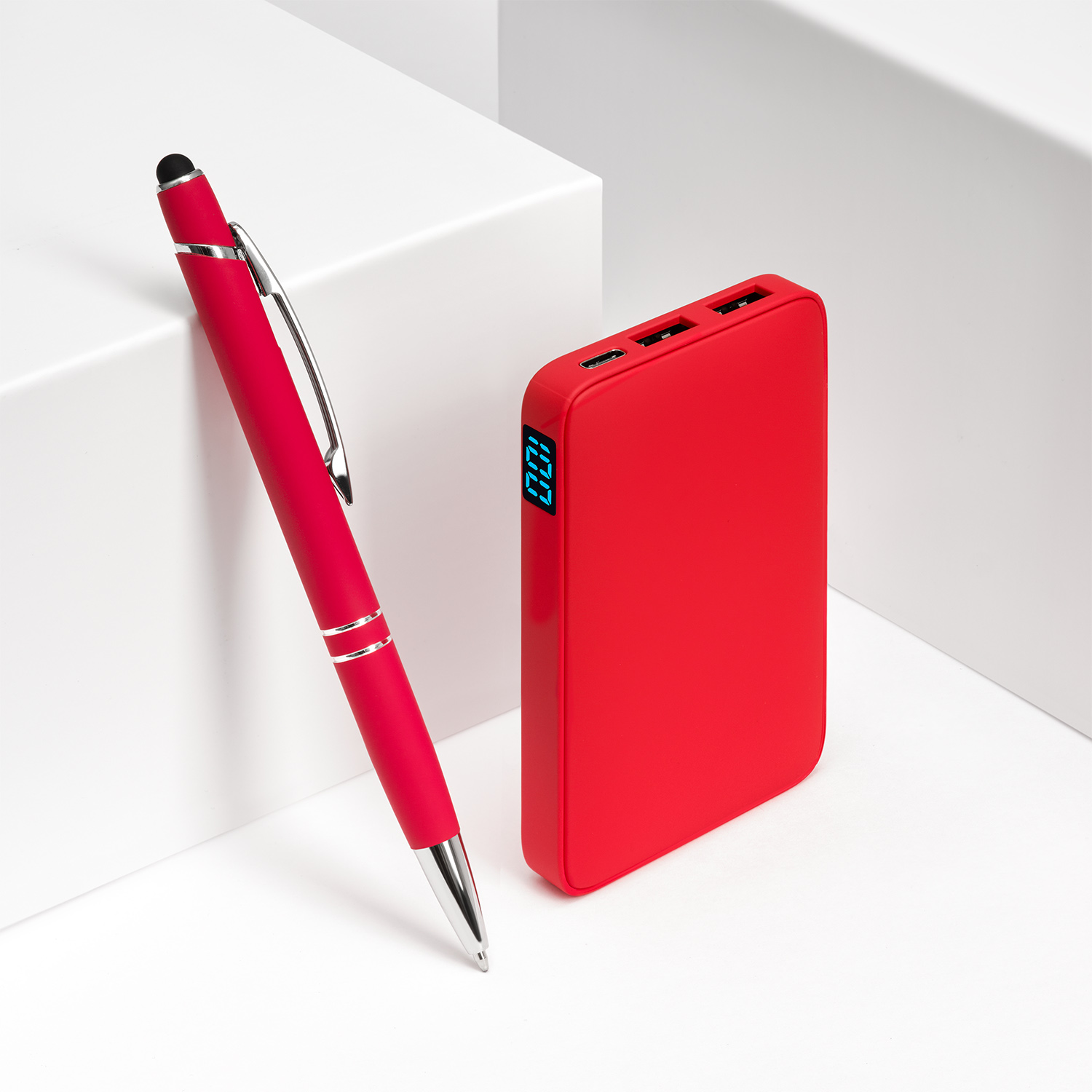 Внешний аккумулятор с подсветкой Анкор (Ancor) 5000 mAh, красный