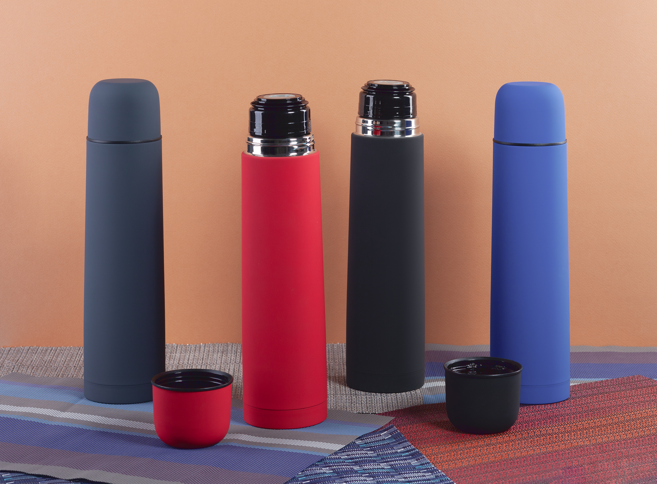 Термос "Родос", покрытие soft touch, 1 л., серый