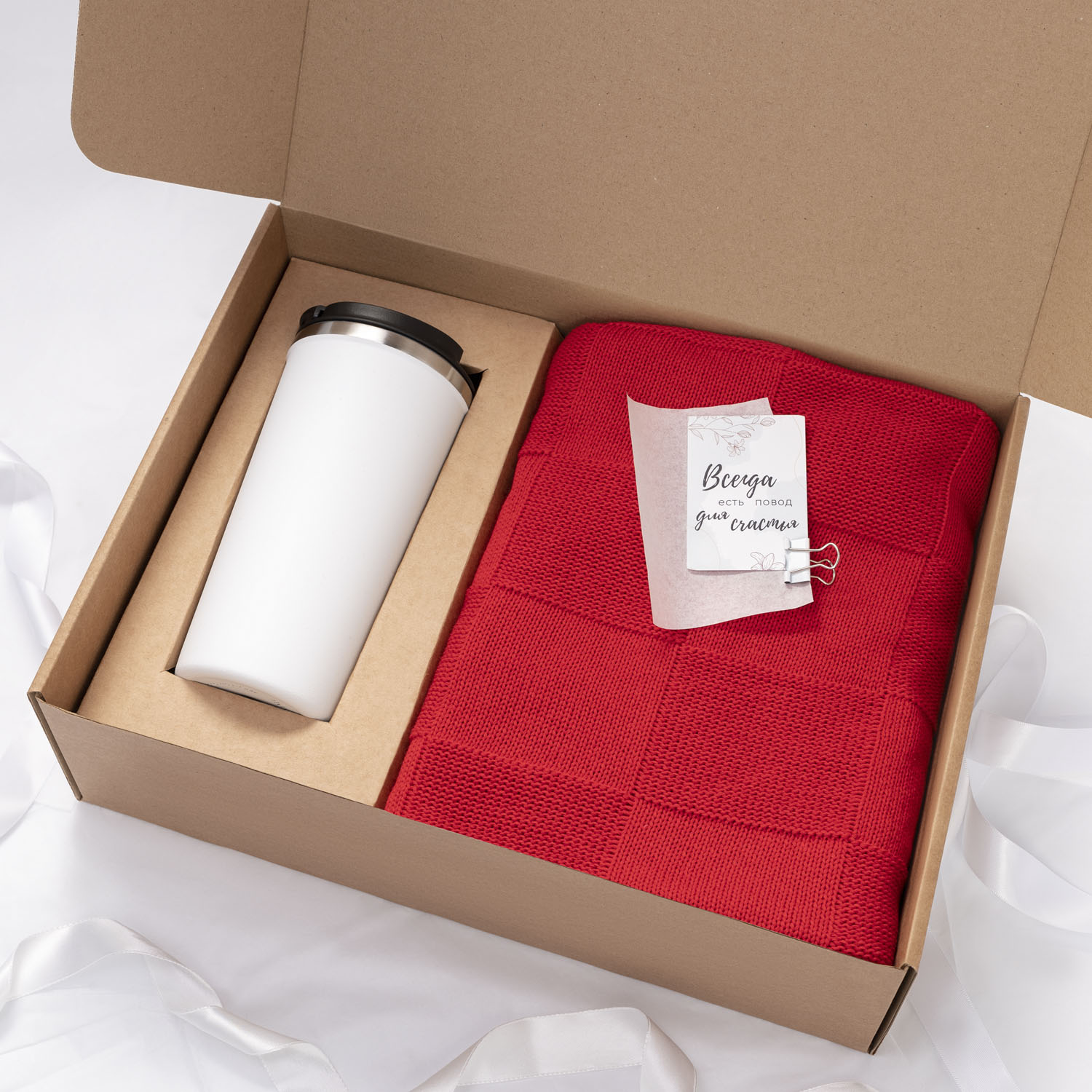 Плед Селла (Cella) вязаный, красный (без подарочной коробки)