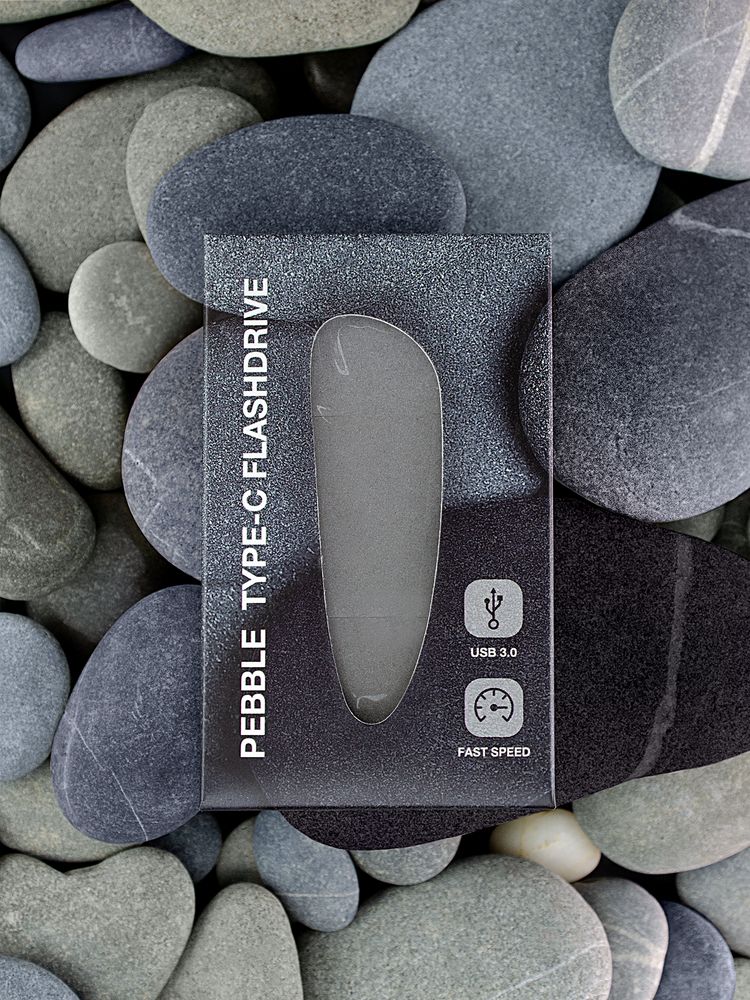 Флешка Pebble Type-C, USB 3.0, серая