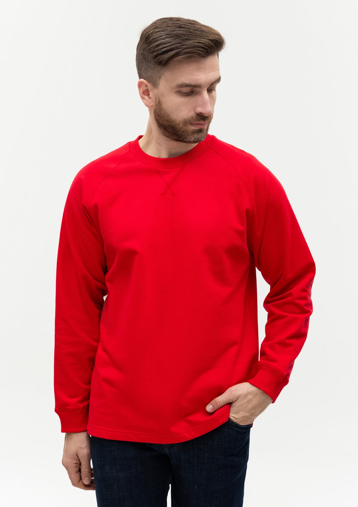 Свитшот унисекс STAN футер с начёсом 220, 60, Красный,  (14)  (56/XXXL)