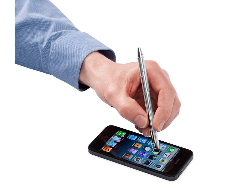 Ручка-стилус шариковая Charleston, серебристый, черные чернила