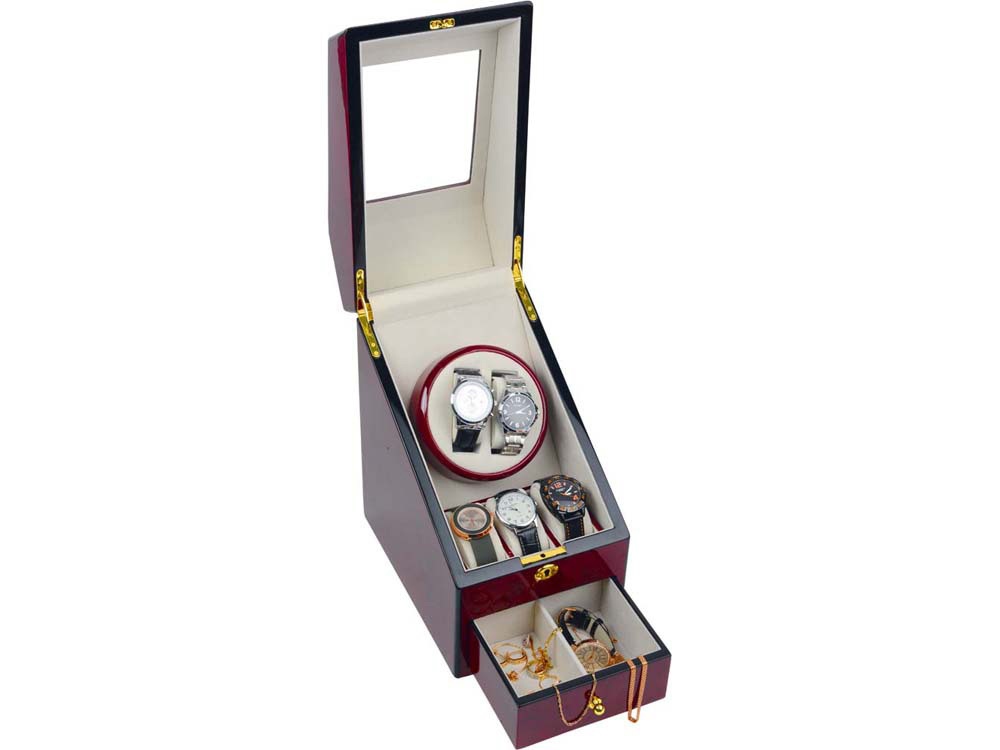 Шкатулка для часов с автоподзаводом Давос, красное дерево