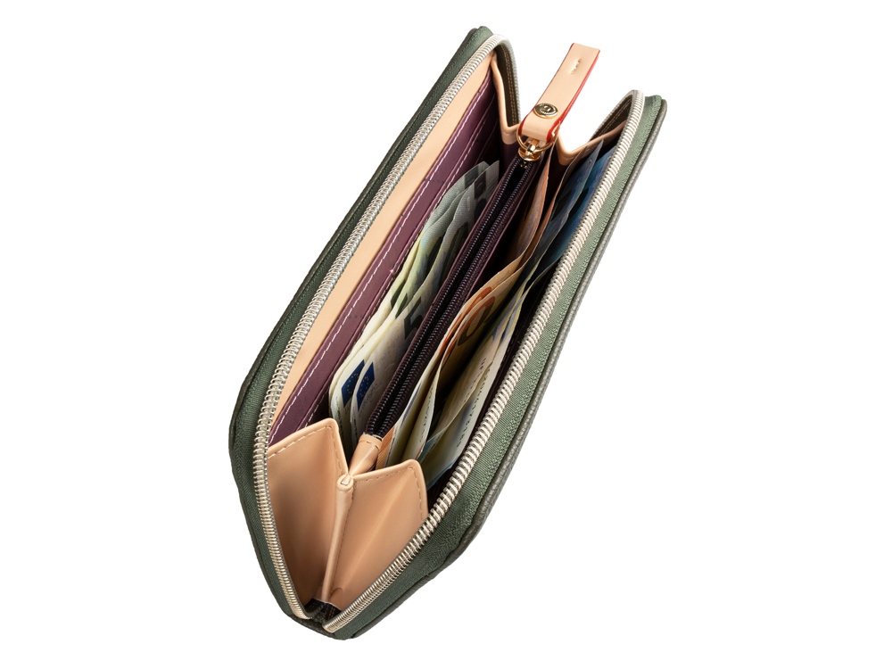 Кошелек женский BUGATTI ЭЛЛА | ELLA, оливковый, полиуретан, 19х2х10 см