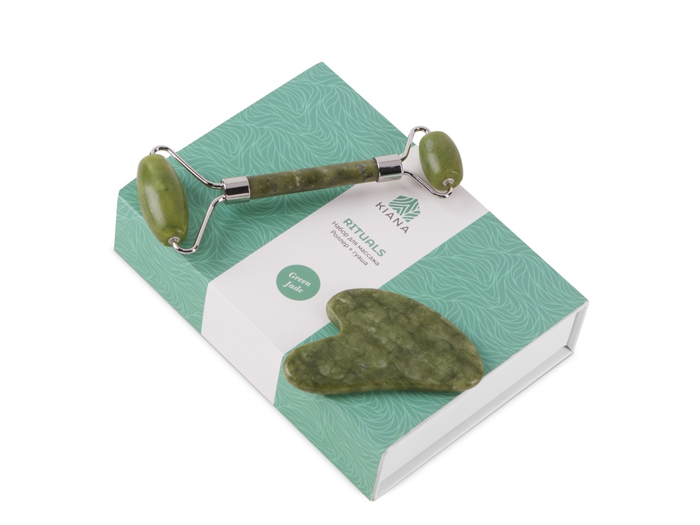 Подарочный набор роллер и гуаша из нефрита Rituals с логотипом KIANA | Print Logo