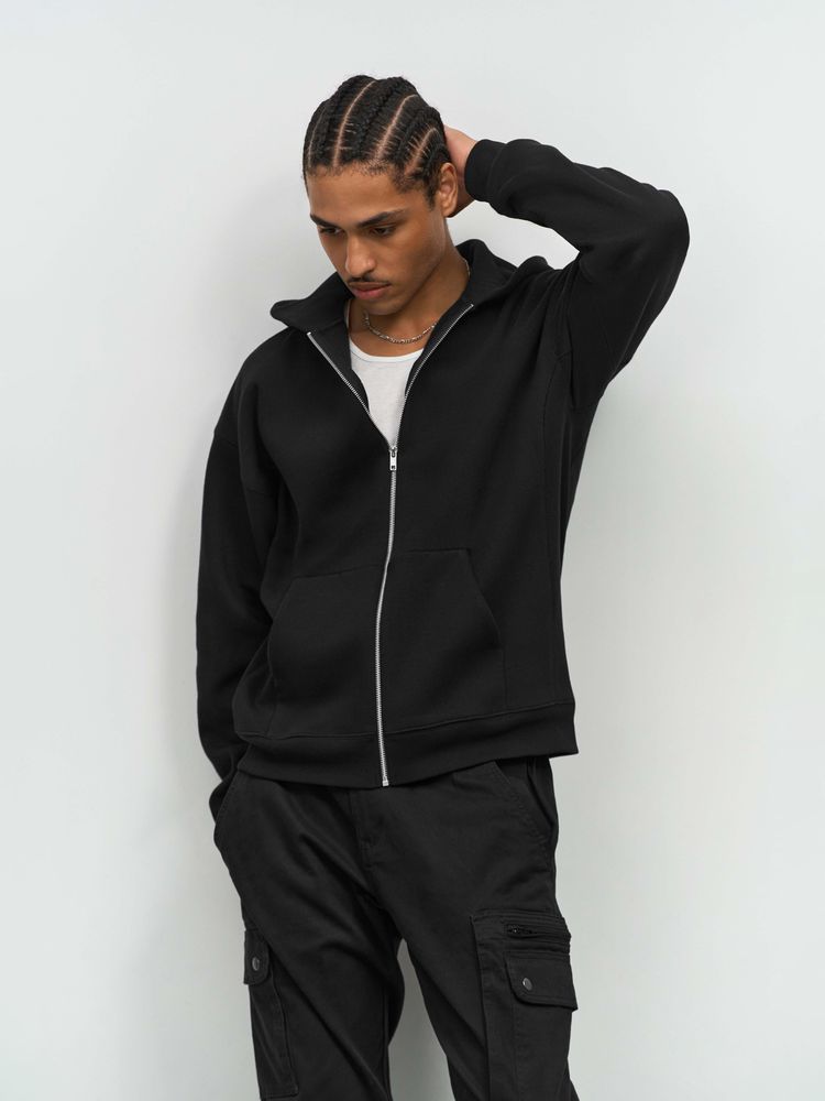 Толстовка унисекс на молнии Jelo, серый меланж, размер 3XL