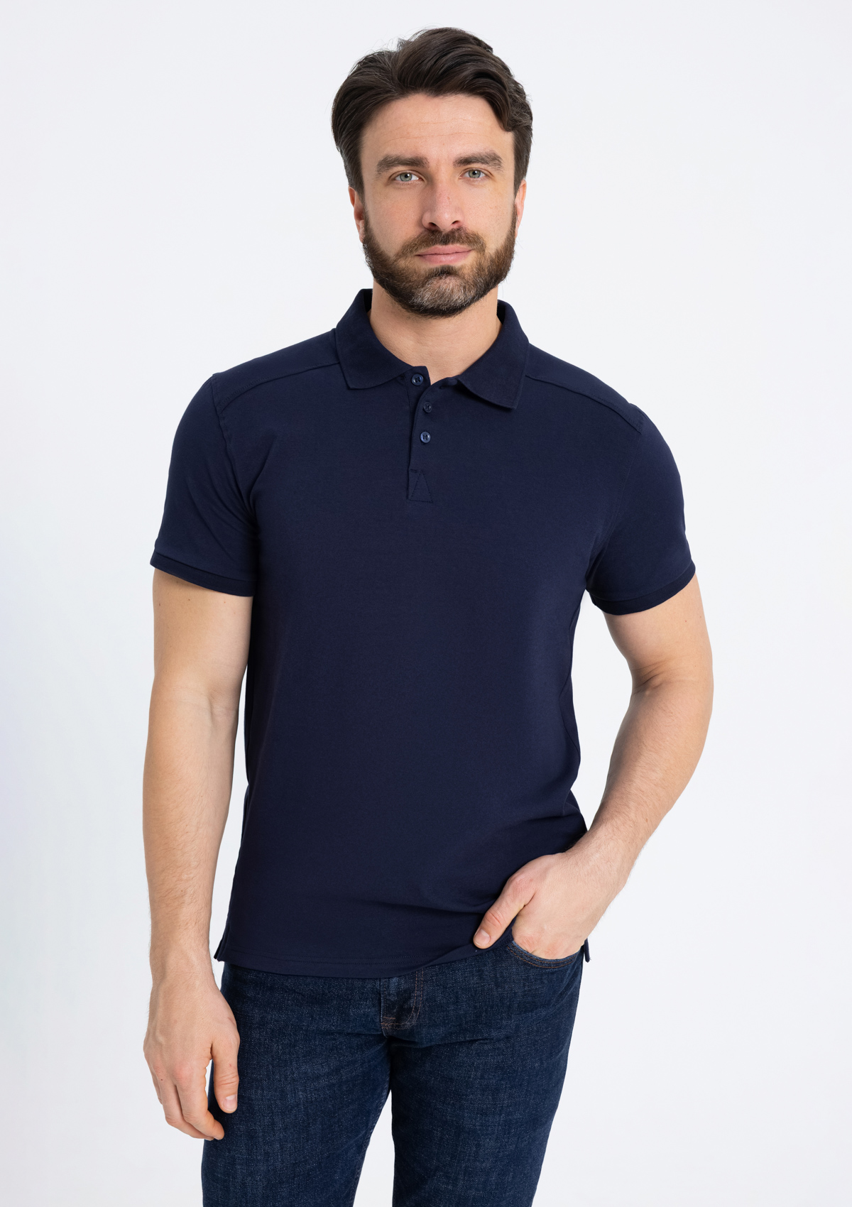 Рубашка поло унисекс STAN хлопок/эластан 200, 05, Тёмно-синий,  (46)  (52/XL)