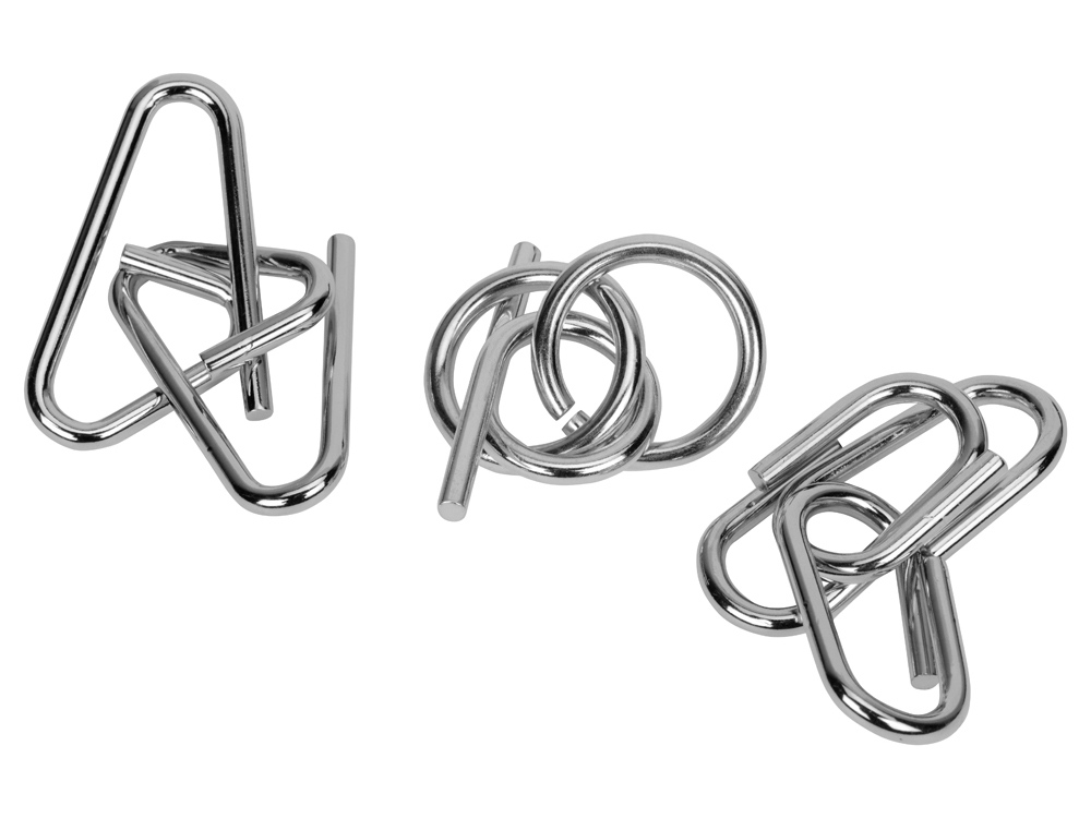 Набор из 3 металлических головоломок в мешочках Enigma с логотипом  | Print Logo