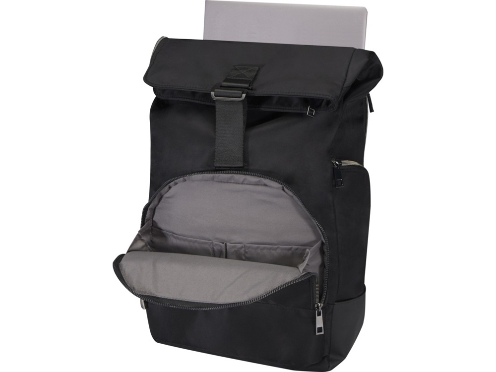 Рюкзак Rhine 15 GRS со сворачивающимся верхом на 18 л из материала, переработанного по стандарту GRS, сплошной черный