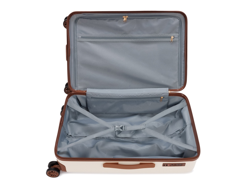 Чемодан BUGATTI АМЕЛИЯ | AMELIA, бежевый, поликарбонат / АБС-пластик, 42х24х67 см, 55 л