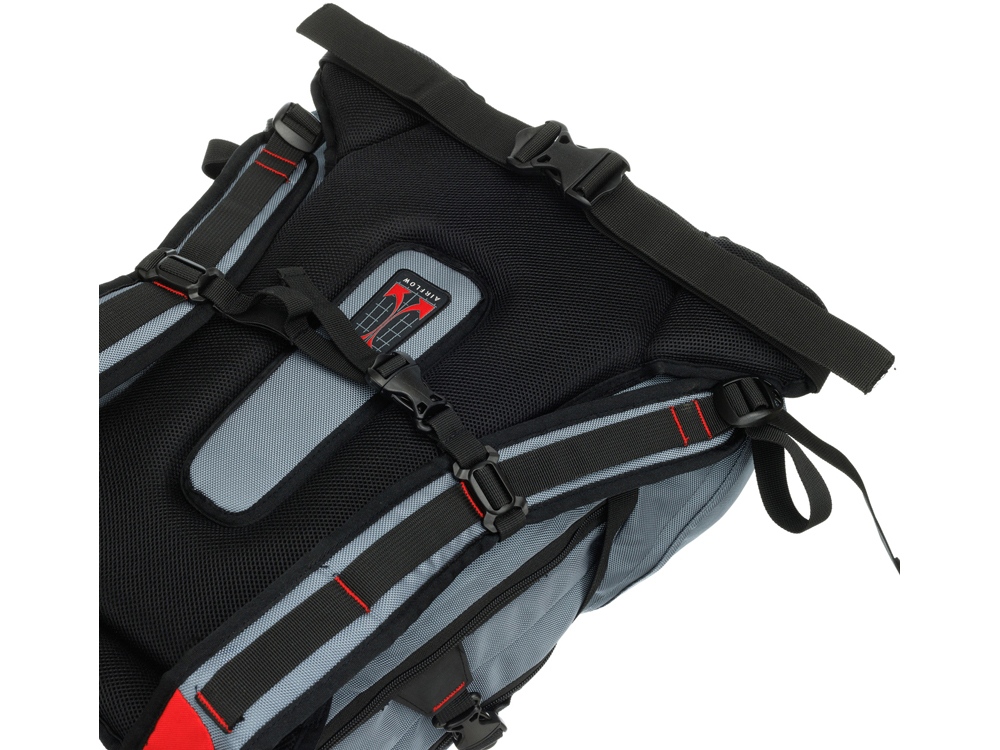 Рюкзак TORBER ДРАЙВ с отделением для ноутбука 15, серый/красный, полиэстер 1680D, 36x17x50 см, 30 л