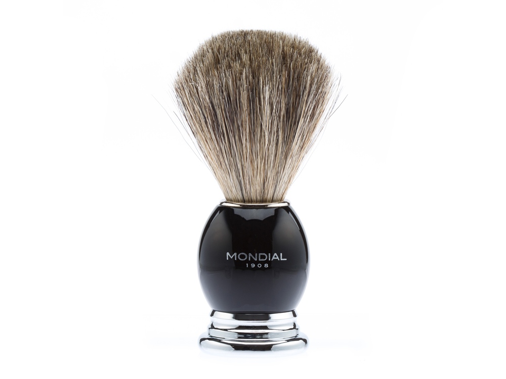 Бритвенный набор Mondial: станок MACH3, помазок, крем для бритья Tabacco verde, цвет черный