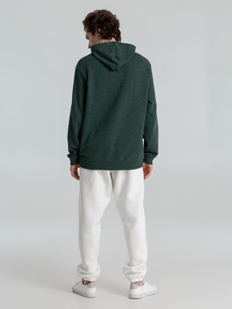 Толстовка с капюшоном унисекс Hoodie, темно-зеленый меланж, размер M