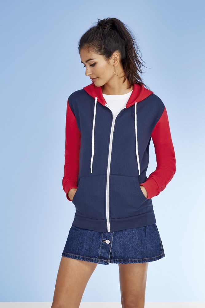 Толстовка на молнии Silver 280 темно-синяя с красным фото на сайте Print Logo.