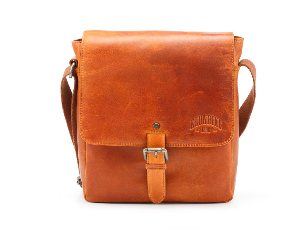 Сумка через плечо KLONDIKE DIGGER Erin, натуральная кожа цвета коньяк, 32 x 28 x 8 см
