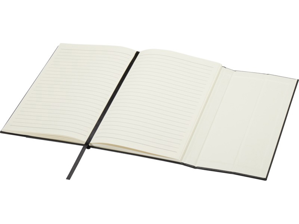 Блокнот Alejandra формата А5 с твердой обложкой из переработанной кожи - сплошной черный