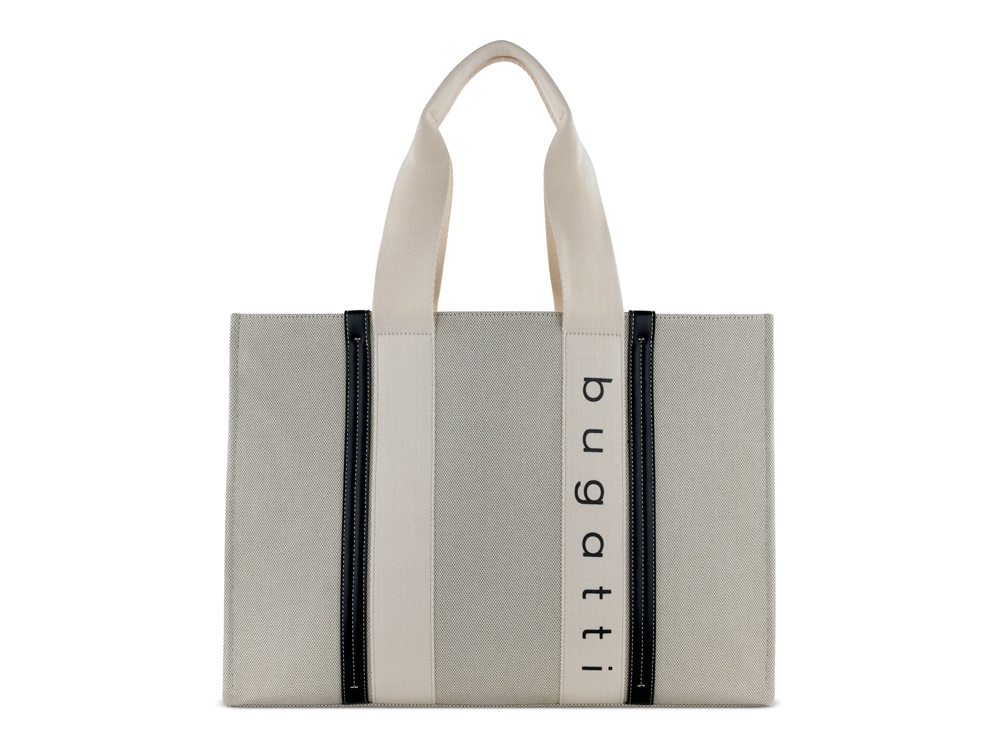 Сумка-тоут женская BUGATTI АМБРА | AMBRA, бежево-черный цвет, хлопок/полиэстер, 45х14х32 см