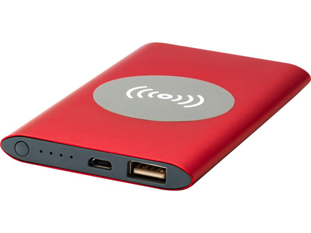 Беспроводное портативное зарядное устройство емкостью 4000 мАч Juice, красный
