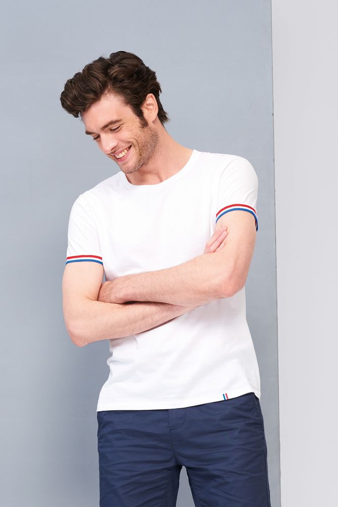 Футболка мужская Rainbow Men, белая с ярко-синим, размер XXL