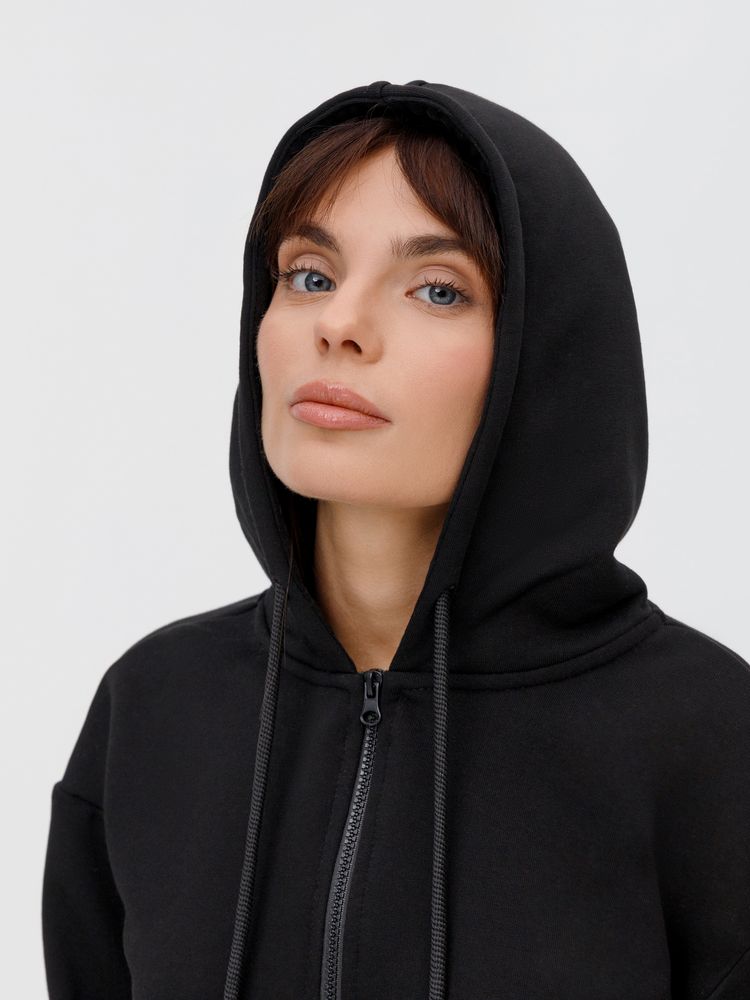 Толстовка унисекс оверсайз на молнии Zippy Terry, черная, размер XL/XXL