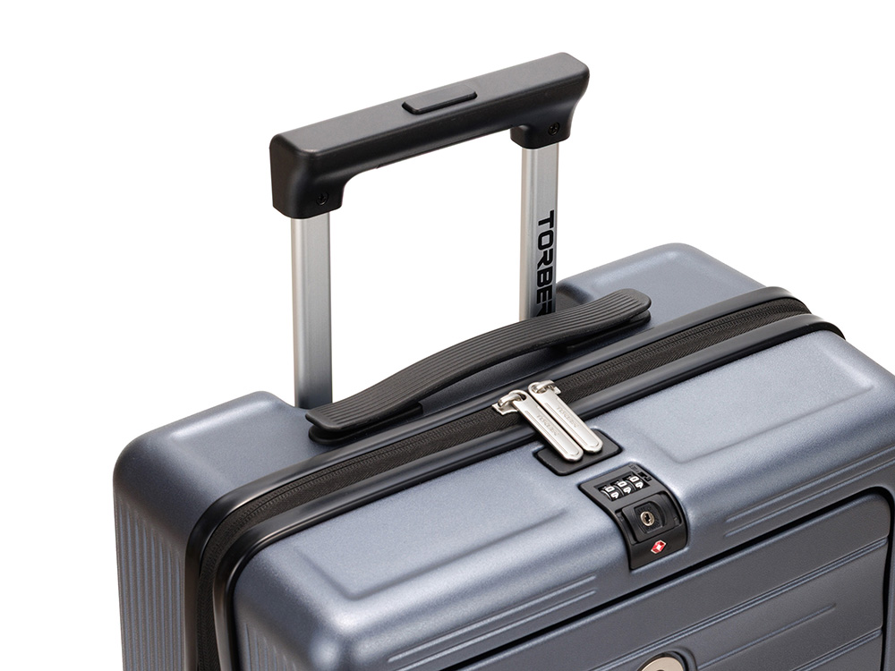 Чемодан TORBER БАЙКАЛ, тёмно-серый металлик, поликарбонат, 37,5 x 20 х 54 см, 37 л