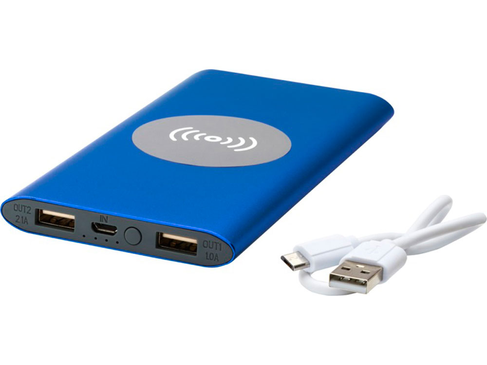 Беспроводное портативное зарядное устройство емкостью 8000 мАч Juice, синий