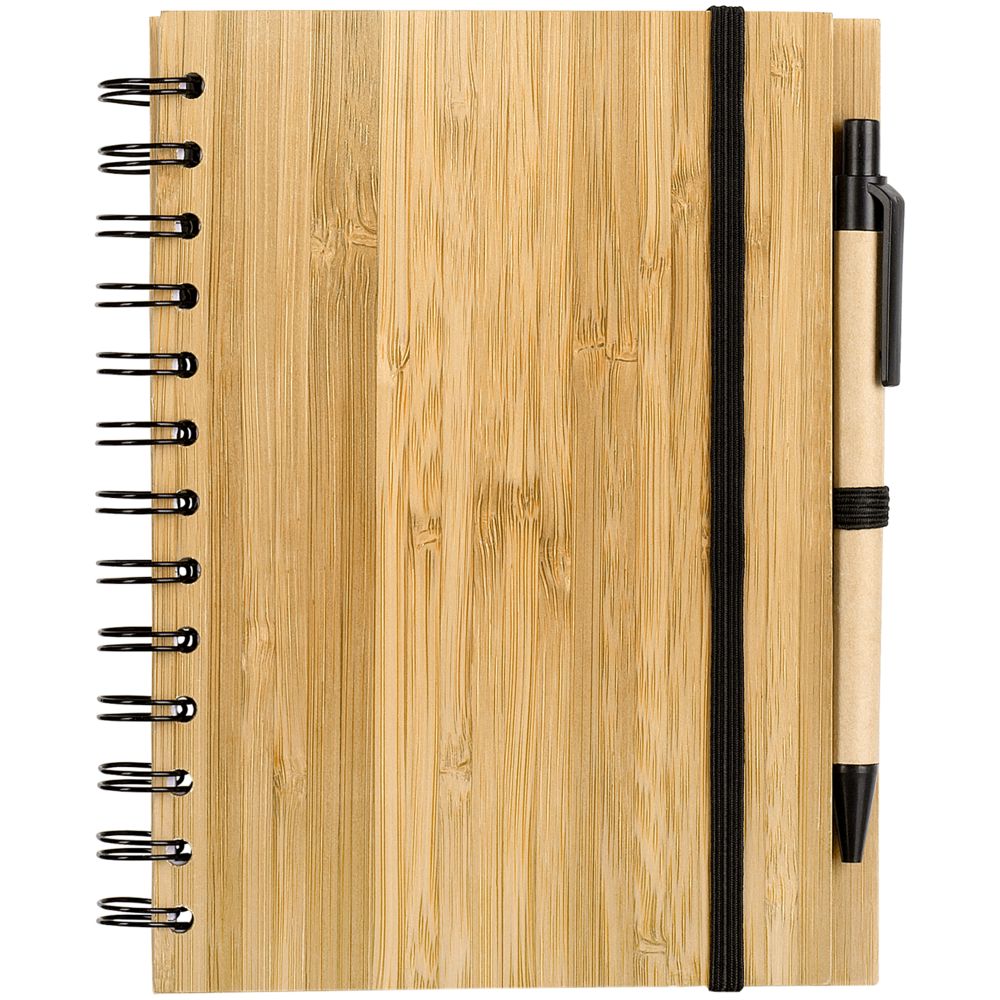 Блокнот на кольцах Bambook с шариковой ручкой с логотипом  | Print Logo