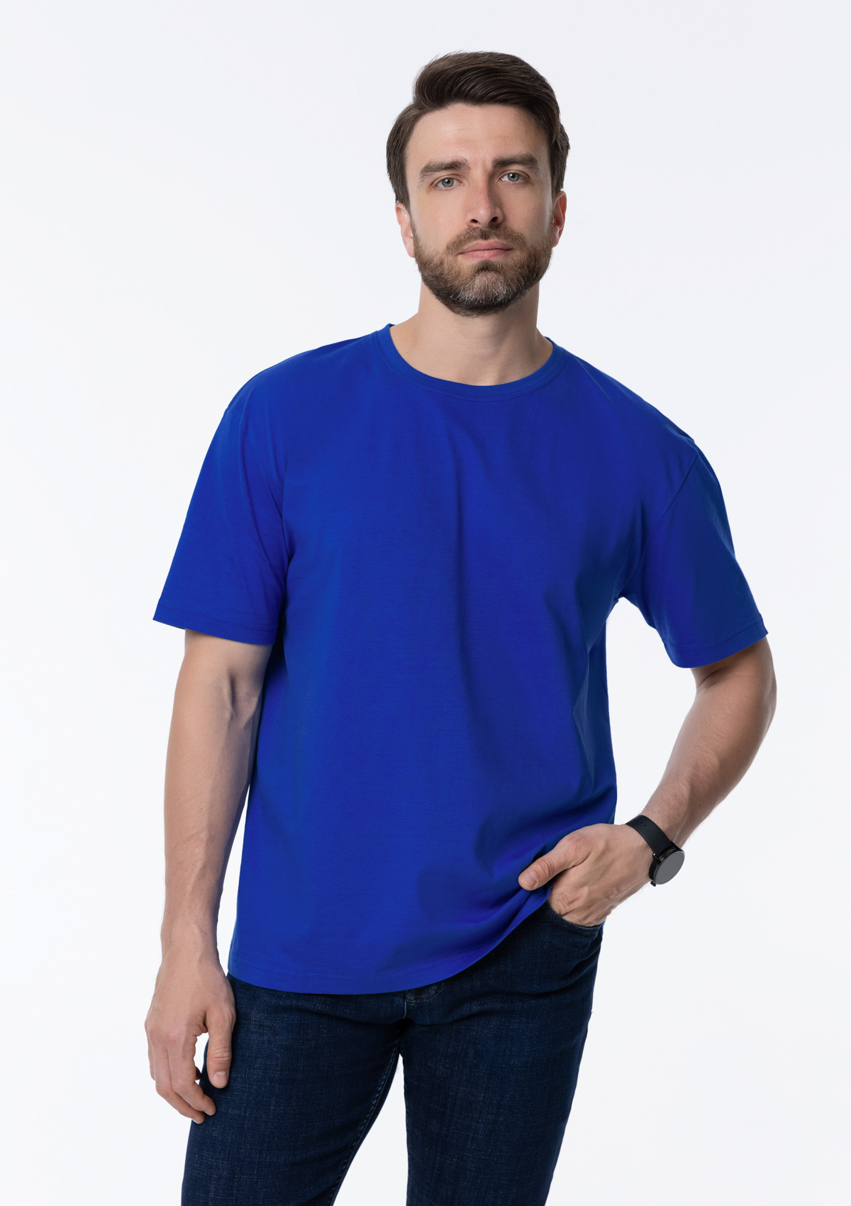 Футболка унисекс без бокового шва STAN хлопок 160, 02, Синий,  (16/1)  (48/M)