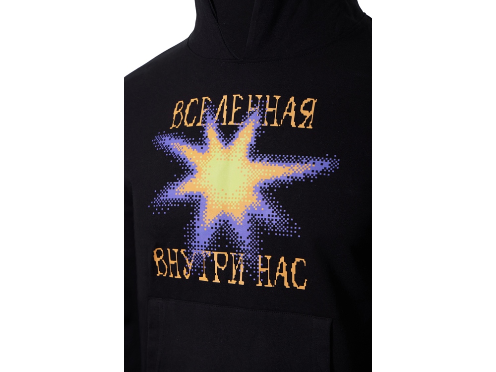 Худи Warsaw, унисекс, черный, ДТФ текстиль и термотрансфер