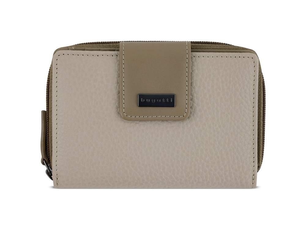 Кошелёк женский BUGATTI СИНА | SINA, бежевый, воловья кожа/полиэстер, 13,7х3х9,5 см